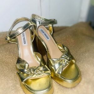 Steve Madden Gold Strappy Heels with Stiletto